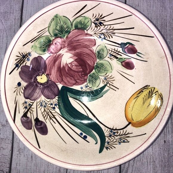 Vintage Porcelain serving bowl w flower design 12” - Picture 3 of 6